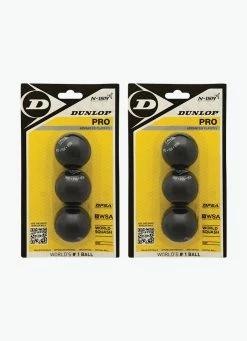 Best Sale ???? 2 X Dunlop Pro Squash Ball (double Yellow Dot) - 3 Pack ????