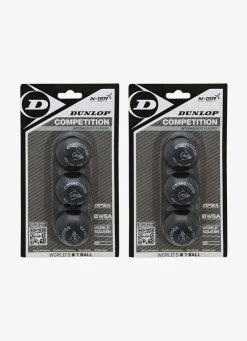 Best Sale ???? 2 X Dunlop Competition Squash Ball (single Yellow Dot) - 3 Pack ????