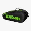 Discount ✔️ Wilson Team 2 Comp 6 Racket Bag - Black / Green ???? -Karakal Shop image 335